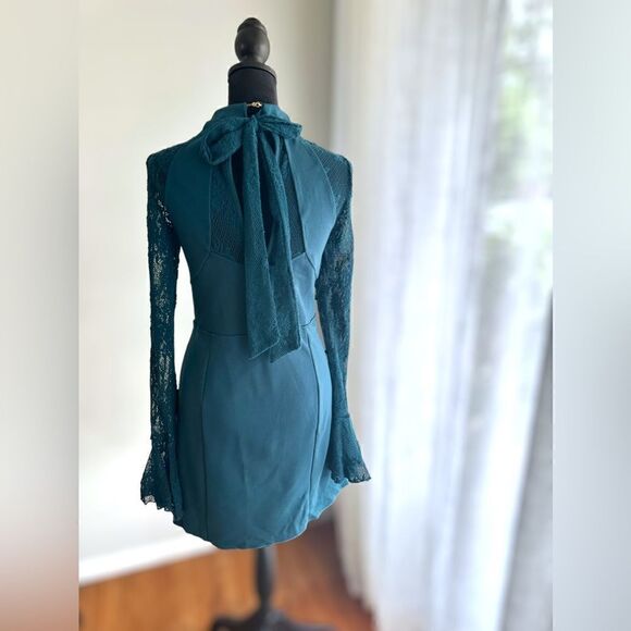 Free People It’s Now or Never Mini Night Out Dress in Teal Jewel Size L - Picture 11 of 16